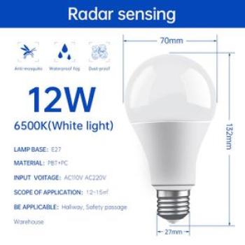3w 5w 7w 9w 12w E27 Led Blub Body Sensor Led Radar Lamp Sound Sensor 110v 220v Smart Night Home Park