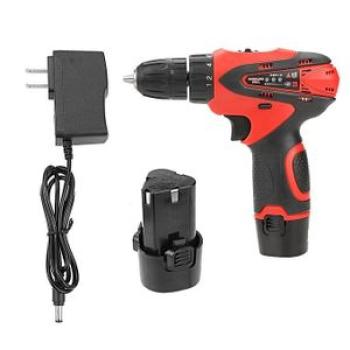 12V Battery Powered Cordless Power Drill Rechargeable Electric Screwdriver (US Plug 110V)
