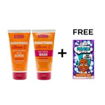 Vitamin C Brightening Facial Wash And Scrub Combo - 150ml +free sheet mask