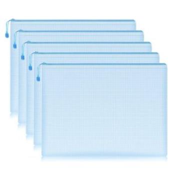 5pcs Mesh Zipper Pouch Document Bag Waterproof Zip File Folders A4 School Supplies Pencil Case Stora