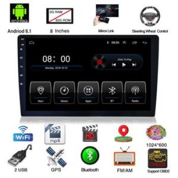 Car Android Player Universal 1Din With Camera - Black