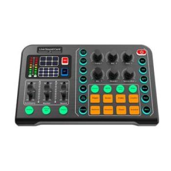 M6 RGB LED Wireless External Mixer Sound 48V Phantom Power Supply Recording Karaoke Podcast Music St