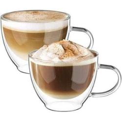 Double Walled Glass Coffee Mug, Insulated Coffee Cup Borosilicate Heat Resistant Double Wall Glass C