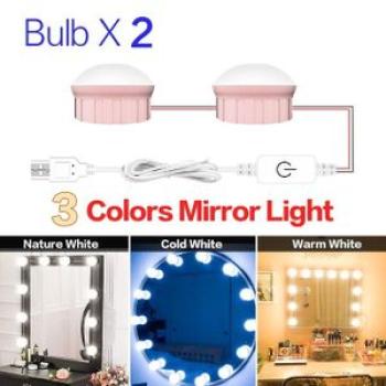 Led Makeup Mirror Lamp 12v 3 Colors Touch Led Mirors Wall Dressing Table Mirror Bulb Dimmable Bathro