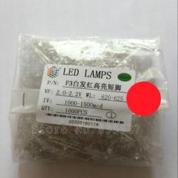 1000pcs / Lot Red 3mm Led Lamp Beads Red Super Bright Led -Emitting Diodes Leds