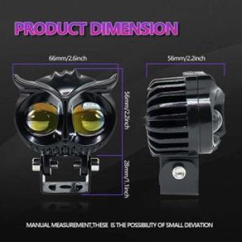 Motorcycle Headlight Dual Color LED Spot Owl Shape Dual Color Work Car Styling for Street Bike Car A