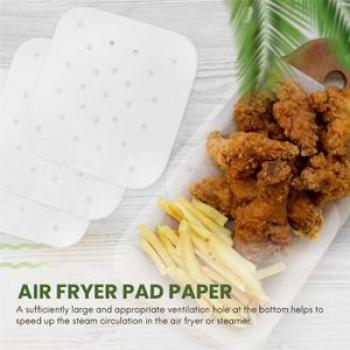 100Pcs Air Fryer Parchment Paper Perforated Unbleached Squar