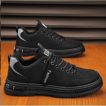 Men`s Sneakers Low Top Shoes Lace Up - Black