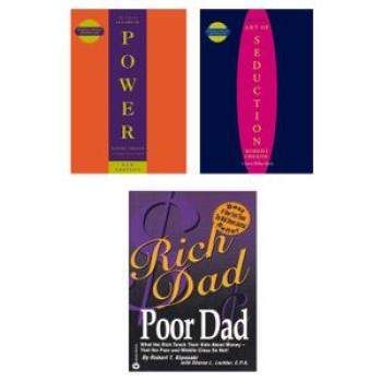 Pocket books: 48 Laws of Power, The Art of Seduction, and Rich Dad Poor Dad