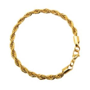 Twisted Rope Bracelet Silver Plated Wrist Chain Simple Design Solid Color,Gold NO5099