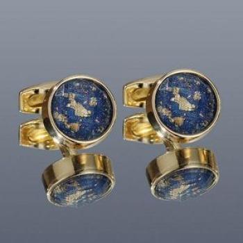 Luxurious Gold And Blue Shirt Cufflinks For Men Gift Box