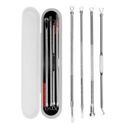 4pcs Blackhead Remover Set Facial Cleaning Portable Stainless Steel Tool for Female Male Healthier S