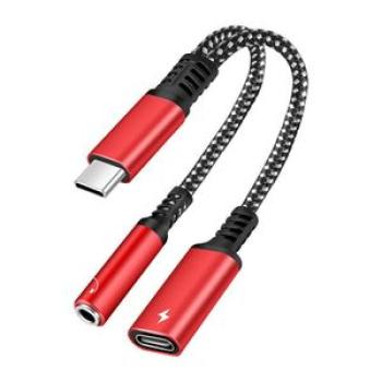 USB Type C To 3.5mm Audio + PD Fast Charging Braided Cables Adapter Headphone Converter Digital For