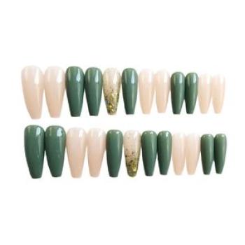 24pcs Vintage Green Flash Fake Nails Vintage Green Flash Design for Hot Girls for Valentine`s Day Gi