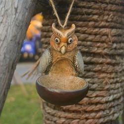 Owl Shaped Bird Feeder Food Platform Squirrel Proof For Patio Outside