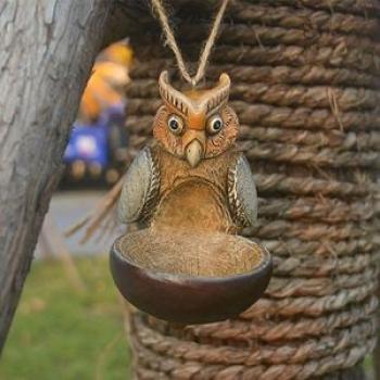 Owl Shaped Bird Feeder Food Platform Squirrel Proof For Patio Outside