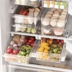 Fridge Organizer Extendable Clear Storage Bins For Egg