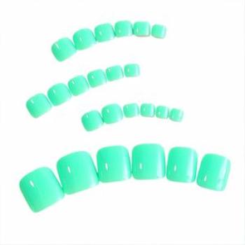 Grass Green Square Fake Toenails Not Easy to Fade and Split Fake Nails Wonderful as Gift for Girlfri