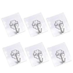 6Pcs Hooks Transparent Strong Adhesion PVC Self Adhesive Home Hangers For BathroomTransparent