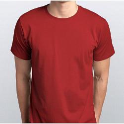 Round Neck Short Sleeve T-Shirt - Wine Red