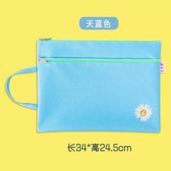 A4 File Holder Portable Oxford Cloth Double Zipper File Bag Stationery Student School Supplies Kawai