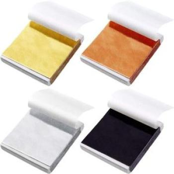 400Pcs Imitation Gold Silver Copper Foil Papers Leaf Flake Gilding Sheets for Nail Party Decor DIY A