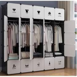 25 Cubes Plastic Wardrobe - Black/White