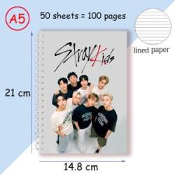 A5 Spiral Notebook Note Book - Kpop Group Stray Kids Members Poster Al Boys