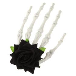Halloween Skeleton Hands Hair Clips Rose Headwear Alligator Barrettes for Halloween Costume Party,Bl