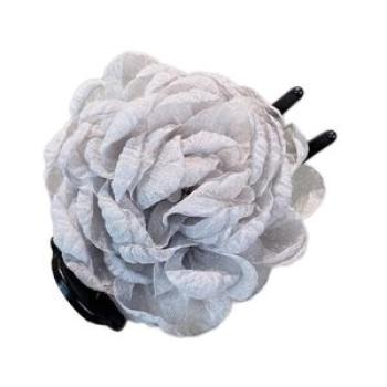 Handmade Gauze Flower Clips Multiple Colors Hand-Tied Headband for Medium Long Hair,Gray NO