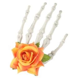 Halloween Skeleton Hands Hair Clips Rose Headwear Alligator Barrettes for Halloween Costume Party,Or