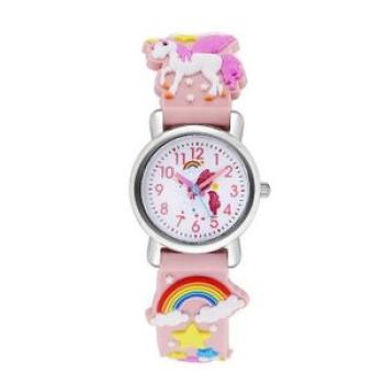 New Kids Watch Cute Unicorn Pattern Quartz Watch Rainbow Strap Sports Watch for Boys and Girls Stude