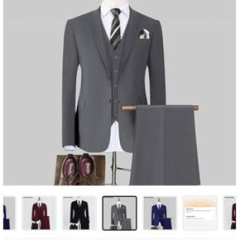 Men`s Three Piece Formal Suit - Grey