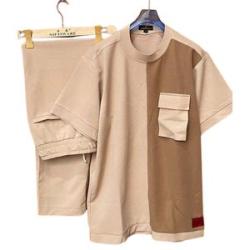 Short Sleeve Shirt With Pants Kaftan Wear - Brown