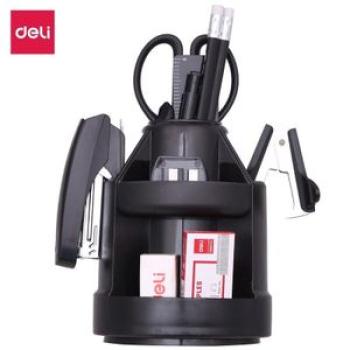 Deli High Quality HIPS Material 5 Compartments Rotary Base 14 Stuffs Stationery Accesorries Pen Hold