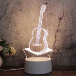 Creative 3D Tricolor LED Decorative Night Light Guitar Lamp NO5099