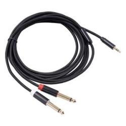 3.5mm Audio Cable .5mm 1/8" TRS Male To 2x 6.35mm 1/4" TS Male For 2m