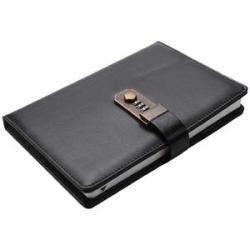 Black Diary With Lock Notebook A5 Vintage Lockable Paper PU