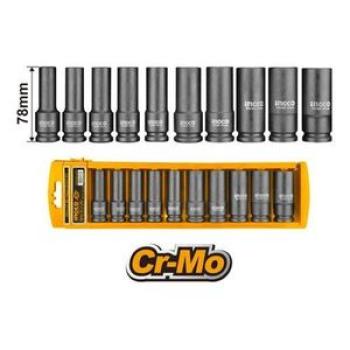 HKISSD12102L 10 Pieces 1/2 inches Deep Impact Socket Set - Silver
