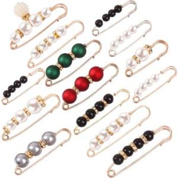 14 Pcs Pearl Scarf Brooch Pin Assorted Muslim Scarf Hijab Clips Small Brooch Set