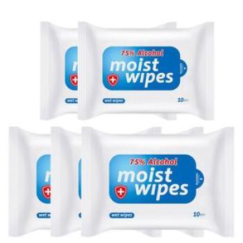 5 Packs Portable Wet Wipes Sanitary Safety Wet Napkins Effective Hand Cleaning Home Office New,5 Bag