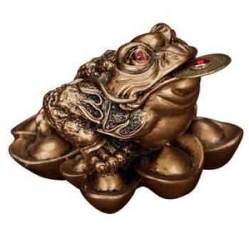 2x Handcrafted Resin Feng Shui Money Frog Three Legged Wealth Toad