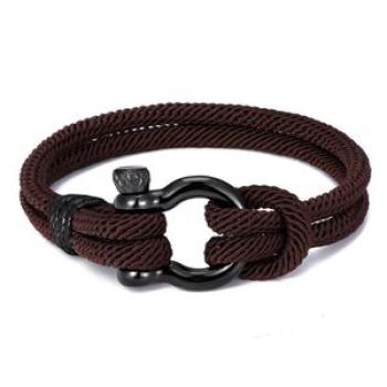 Stainless Man Band Rope Woven Bracelet Fashionable Charm Male Wrist Band Jewelry Gift,Dark Coffee NO