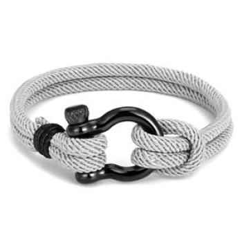 Stainless Man Band Rope Woven Bracelet Fashionable Charm Male Wrist Band Jewelry Gift,White NO5111