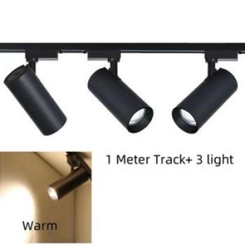 3pc LED Track Light Wall Lamp + 1Meter Track Bar -Black