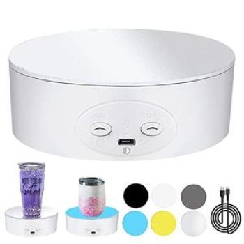 Cup Turner Rotating Display Stand for Tumblers, 360 Degree Automatic Mute Spin Turntable for Photogr