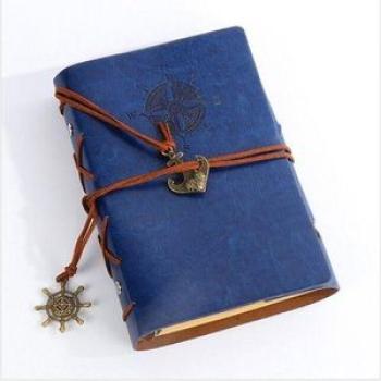 Spiral Notebook Diary Notepad Vintage Pirate Anchors PU Leather Stationery Gift Traveler Journal, Pa
