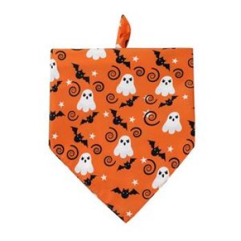 Halloween Pets Bandana Pumpkin Bat Spider Web Ghost Pattern Pet Scarf for Medium Large Dogs Party Su