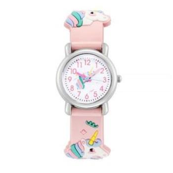New Kids Watch Cute Unicorn Pattern Quartz Watch Colorful Plastic Band Boys Girls Wrist Watch Pink N