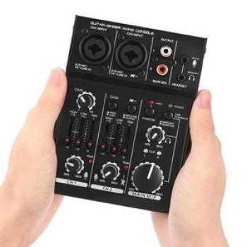 Mini 3Channel Sound Card Mixing Console Digital Audio Mixer Builtin 48V Phantom Power 5V USB Powered